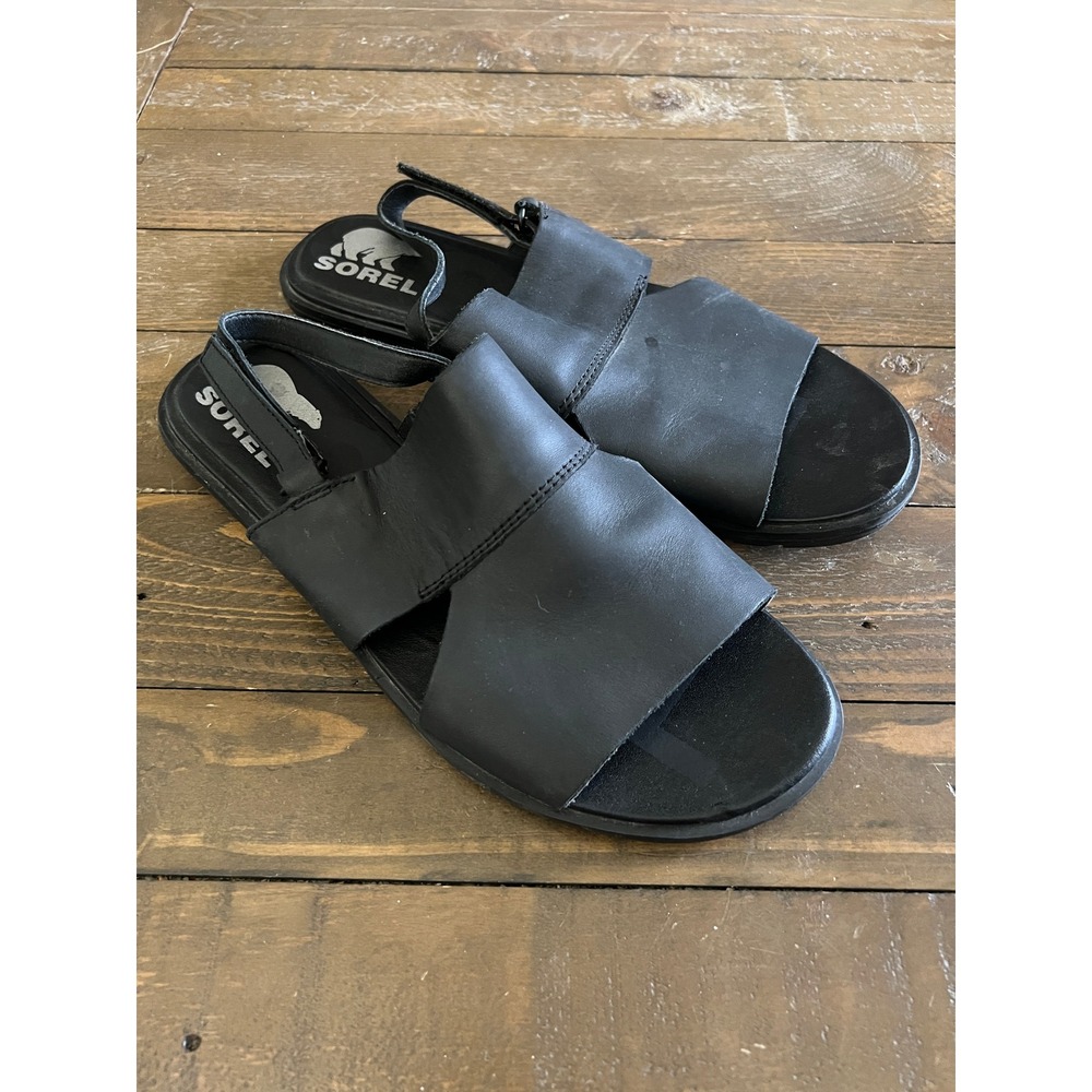 Sorel Ella II Slingback Sandals Black Summer Casual Comfort Women Size 8.5